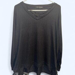 🖤 STORYBUK Black Long Sleeve Lace Trim Top (2XL)